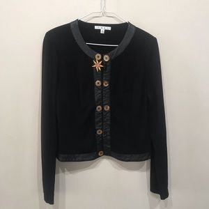 CAbi black ponte jacket Faux Leather trim blazer